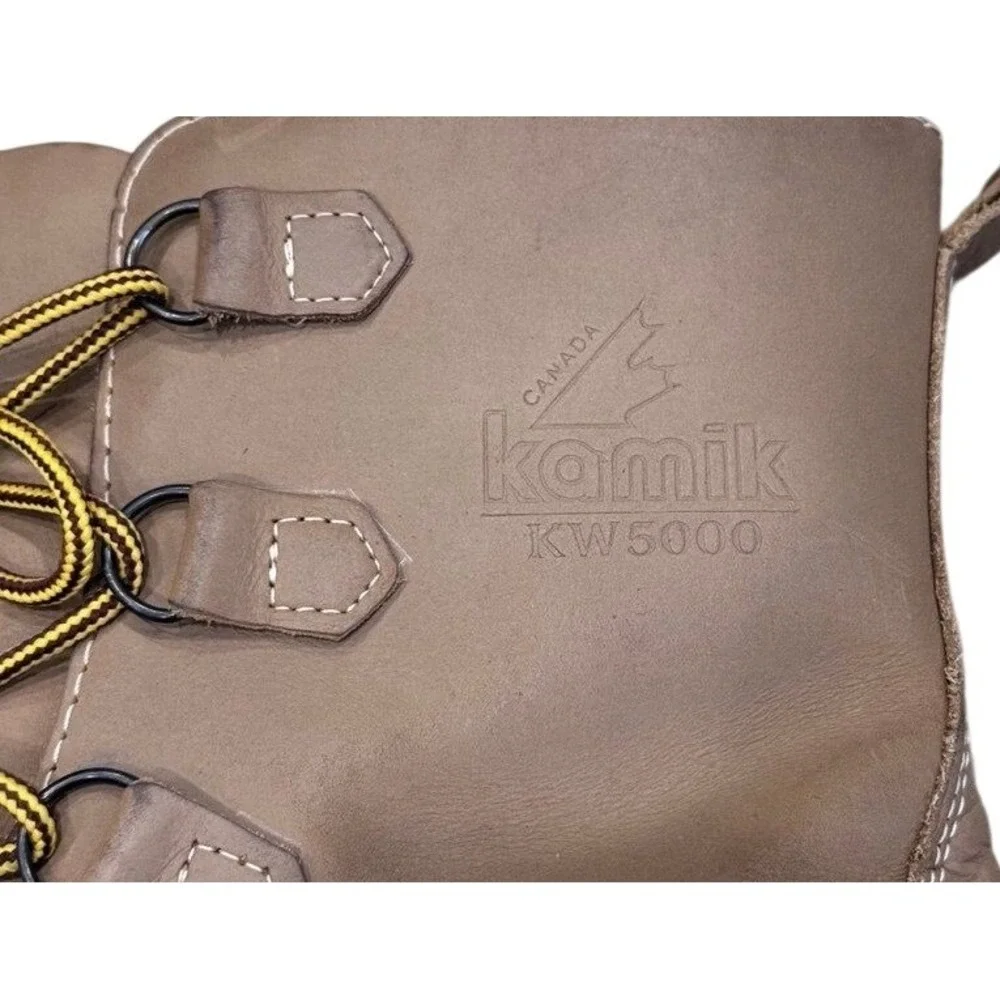 Canada Kamik KW5000 Steel Shank Mens 11 Tan Leather Waterproof Rubber Duck Boots